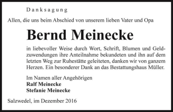 Traueranzeige von Bernd Meinecke  von Magdeburger Volksstimme