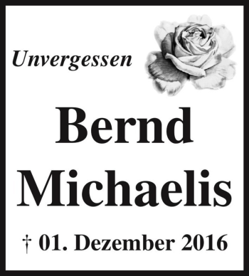 Traueranzeige von Bernd Michaelis  von Magdeburger Volksstimme