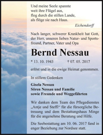 Traueranzeige von Bernd Nessau  von Magdeburger Volksstimme