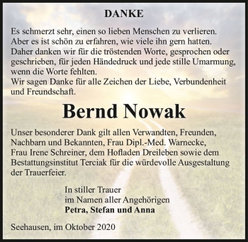 Traueranzeige von Bernd Nowak  von Magdeburger Volksstimme
