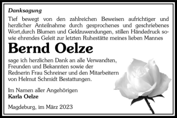 Traueranzeige von Bernd Oelze  von Magdeburger Volksstimme