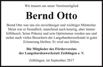 Traueranzeige von Bernd Otto  von Magdeburger Volksstimme
