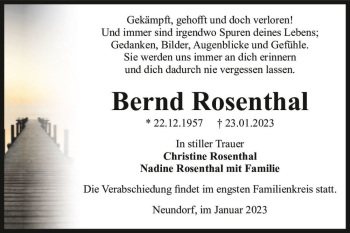 Traueranzeige von Bernd Rosenthal  von Magdeburger Volksstimme