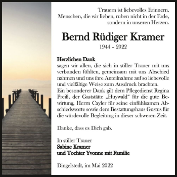 Traueranzeige von Bernd Rüdiger Kramer  von Magdeburger Volksstimme