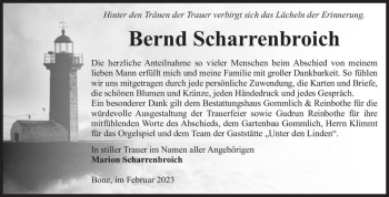 Traueranzeige von Bernd Scharrenbroich  von Magdeburger Volksstimme