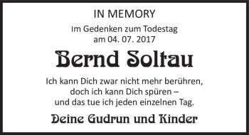 Traueranzeige von Bernd Soltau  von Magdeburger Volksstimme