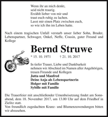 Traueranzeige von Bernd Struwe  von Magdeburger Volksstimme