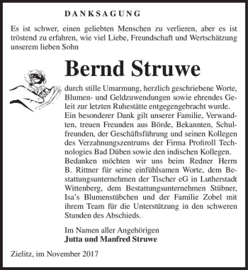 Traueranzeige von Bernd Struwe  von Magdeburger Volksstimme
