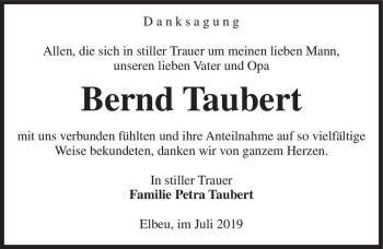 Traueranzeige von Bernd Taubert  von Magdeburger Volksstimme