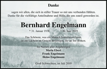 Traueranzeige von Bernhard Engelmann  von Magdeburger Volksstimme