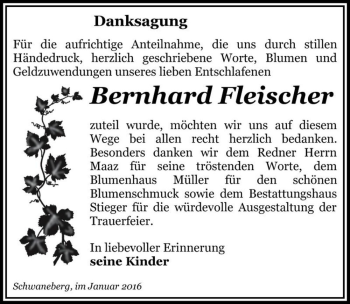 Traueranzeige von Bernhard Fleischer  von Magdeburger Volksstimme