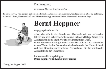 Traueranzeige von Bernt Heppner  von Magdeburger Volksstimme
