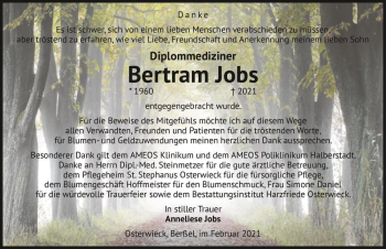 Traueranzeige von Bertram Jobs  von Magdeburger Volksstimme