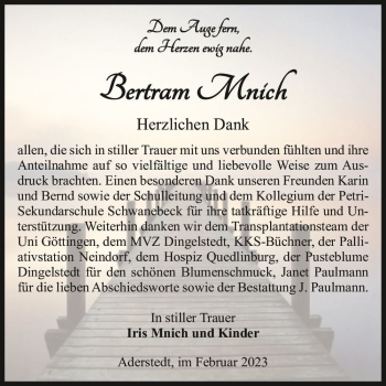Traueranzeige von Bertram Mnich  von Magdeburger Volksstimme