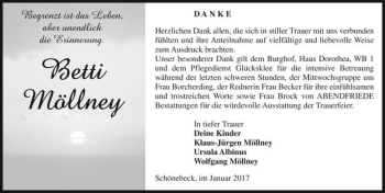 Traueranzeige von Betti Möllney  von Magdeburger Volksstimme