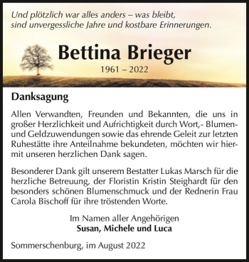 Traueranzeige von Bettina Brieger  von Magdeburger Volksstimme
