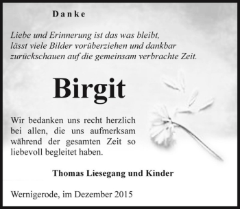 Traueranzeige von Birgit  von Magdeburger Volksstimme