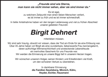 Traueranzeige von Birgit Dehnert  von Magdeburger Volksstimme