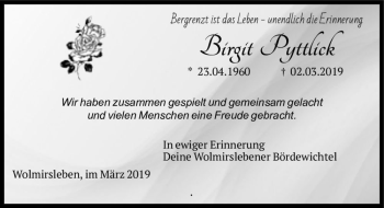 Traueranzeige von Birgit Pyttlick  von Magdeburger Volksstimme