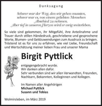 Traueranzeige von Birgit Pyttlick  von Magdeburger Volksstimme