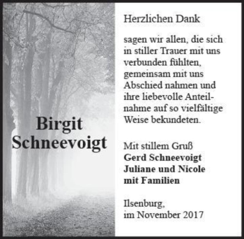 Traueranzeige von Birgit Schneevoigt  von Magdeburger Volksstimme