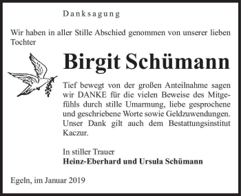 Traueranzeige von Birgit Schümann  von Magdeburger Volksstimme