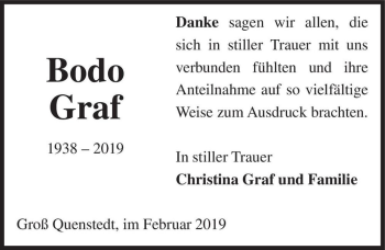 Traueranzeige von Bodo Graf  von Magdeburger Volksstimme