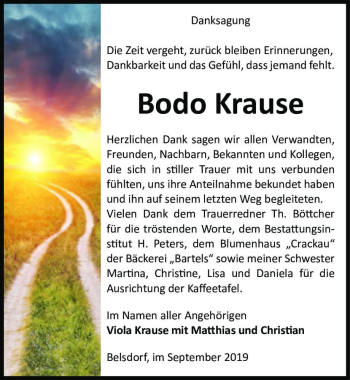 Traueranzeige von Bodo Krause  von Magdeburger Volksstimme