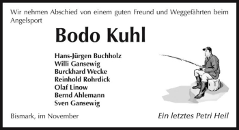 Traueranzeige von Bodo Kuhl  von Magdeburger Volksstimme