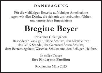 Traueranzeige von Bregitte Beyer  von Magdeburger Volksstimme