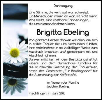 Traueranzeige von Brigitta Ebeling  von Magdeburger Volksstimme