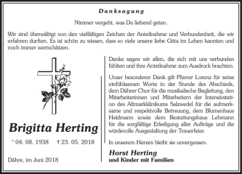 Traueranzeige von Brigitta Herting  von Magdeburger Volksstimme