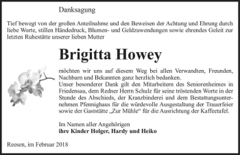 Traueranzeige von Brigitta Howey  von Magdeburger Volksstimme