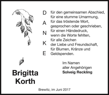 Traueranzeige von Brigitta Korth  von Magdeburger Volksstimme