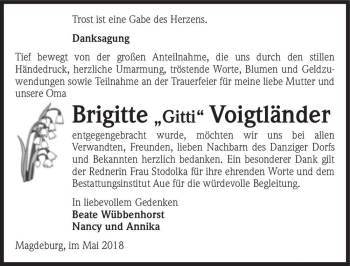 Traueranzeige von Brigitte 