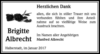 Traueranzeige von Brigitte Albrecht  von Magdeburger Volksstimme