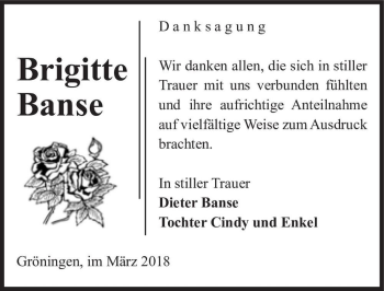 Traueranzeige von Brigitte Banse  von Magdeburger Volksstimme