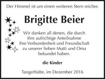 Traueranzeige von Brigitte Beier  von Magdeburger Volksstimme