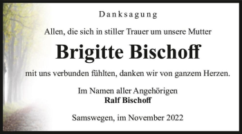 Traueranzeige von Brigitte Bischoff  von Magdeburger Volksstimme