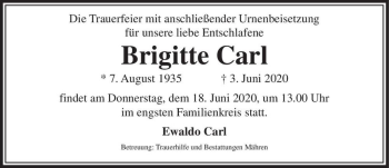 Traueranzeige von Brigitte Carl  von Magdeburger Volksstimme