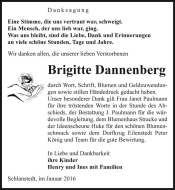 Traueranzeige von Brigitte Dannenberg  von Magdeburger Volksstimme