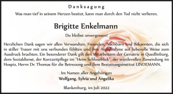 Traueranzeige von Brigitte Enkelmann  von Magdeburger Volksstimme