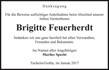 Traueranzeige von Brigitte Feuerherdt  von Magdeburger Volksstimme