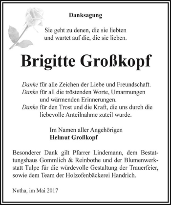 Traueranzeige von Brigitte Großkopf  von Magdeburger Volksstimme