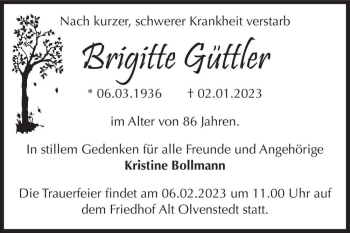 Traueranzeige von Brigitte Güttler  von Magdeburger Volksstimme