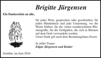 Traueranzeige von Brigitte Jürgensen  von Magdeburger Volksstimme