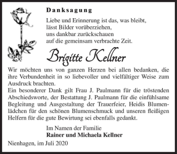 Traueranzeige von Brigitte Kellner  von Magdeburger Volksstimme
