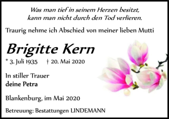 Traueranzeige von Brigitte Kern  von Magdeburger Volksstimme
