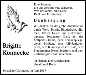 Traueranzeige von Brigitte Könnecke  von Magdeburger Volksstimme