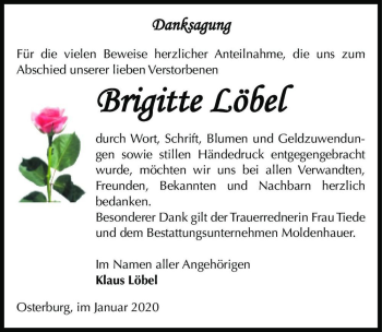 Traueranzeige von Brigitte Löbel  von Magdeburger Volksstimme